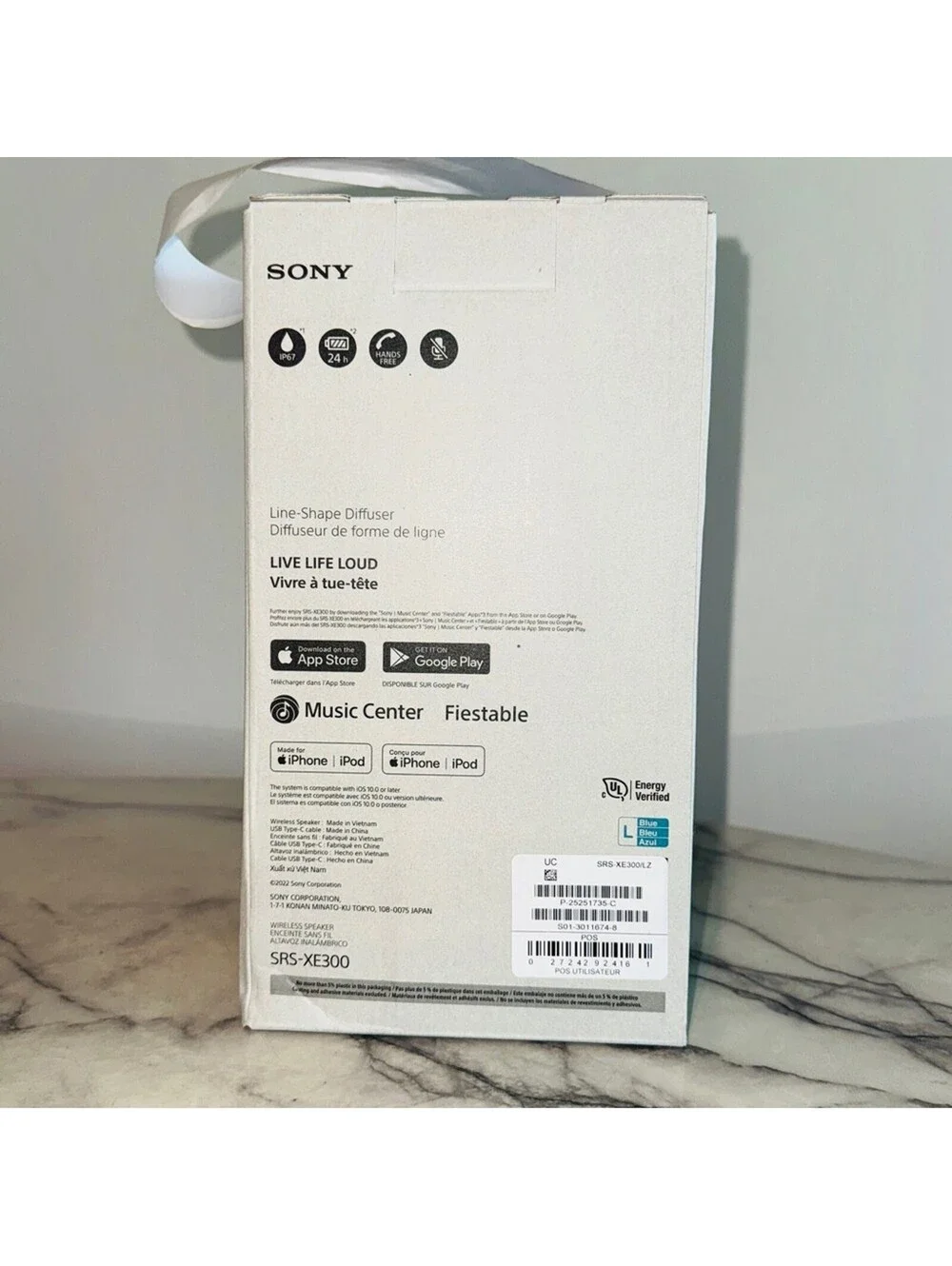 NEW SONY XE300 Portable Bluetooth Speaker Waterproof 25hr Battery Blue NIB